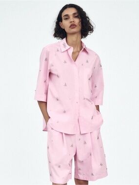 Zara Pink Embellished Tailored Shorts